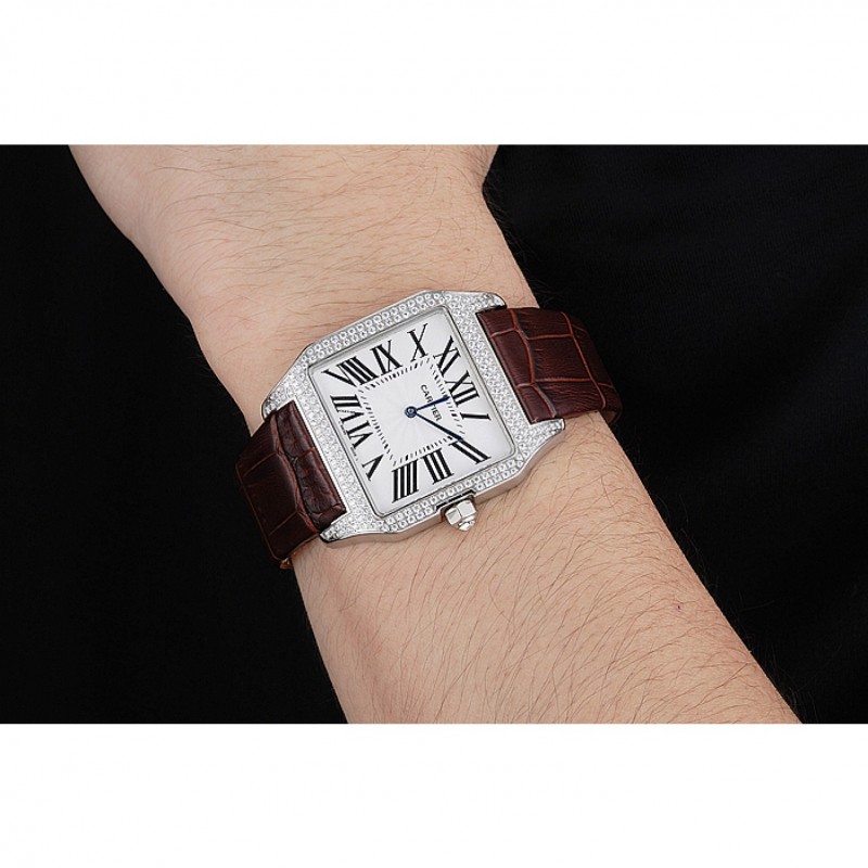 Cartier Santos 100 Diamond Silver Bezel 621926-8