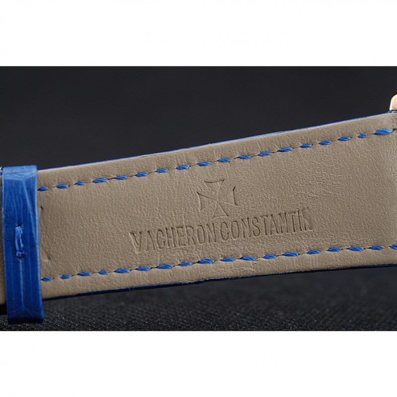Vacheron Constantin Patrimony Power Reserve Blue Dial Gold Diamond Case Blue Leather Bracelet 1454270-6