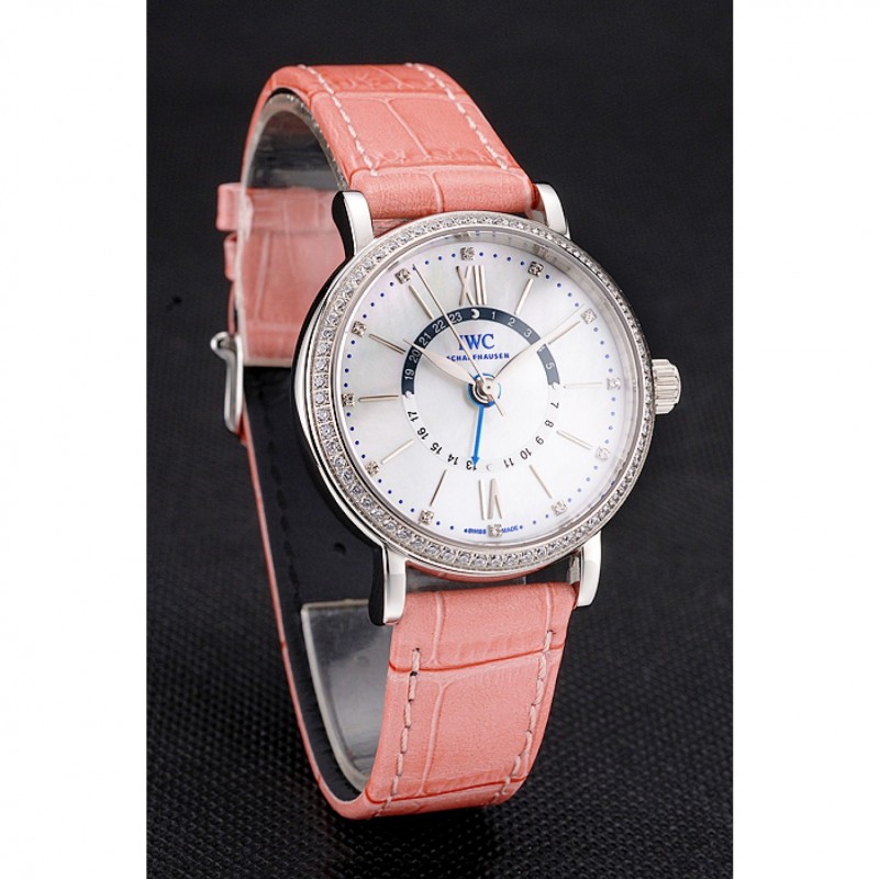 IWC Portofino Day And Night White Dial Stainless Steel Case Pink Leather Strap-2