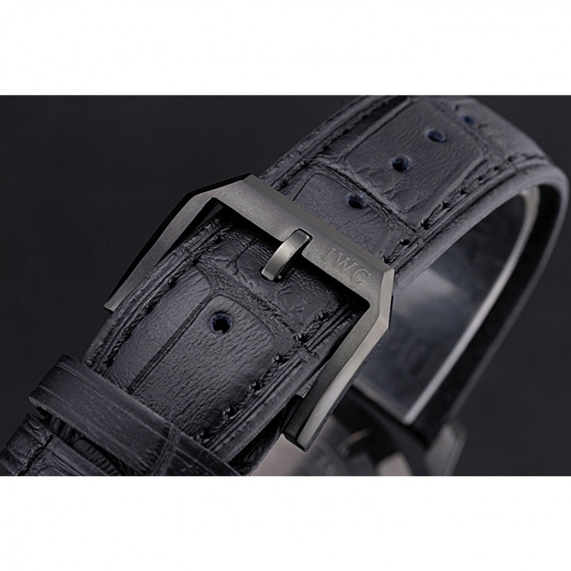 Cheap Replica Watches Swiss IWC Mark XVII Black Steel Case Black Dial Black Leather Bracelet 622667-5