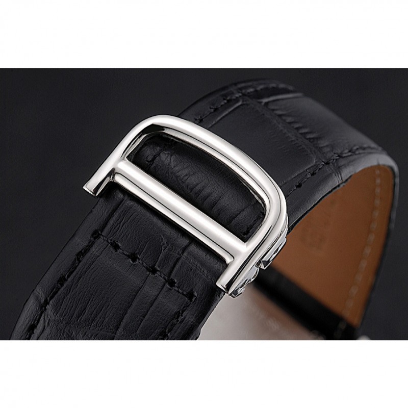 Cartier Tank MC White Dial Stainless Steel Case Black Leather Strap 622576-8