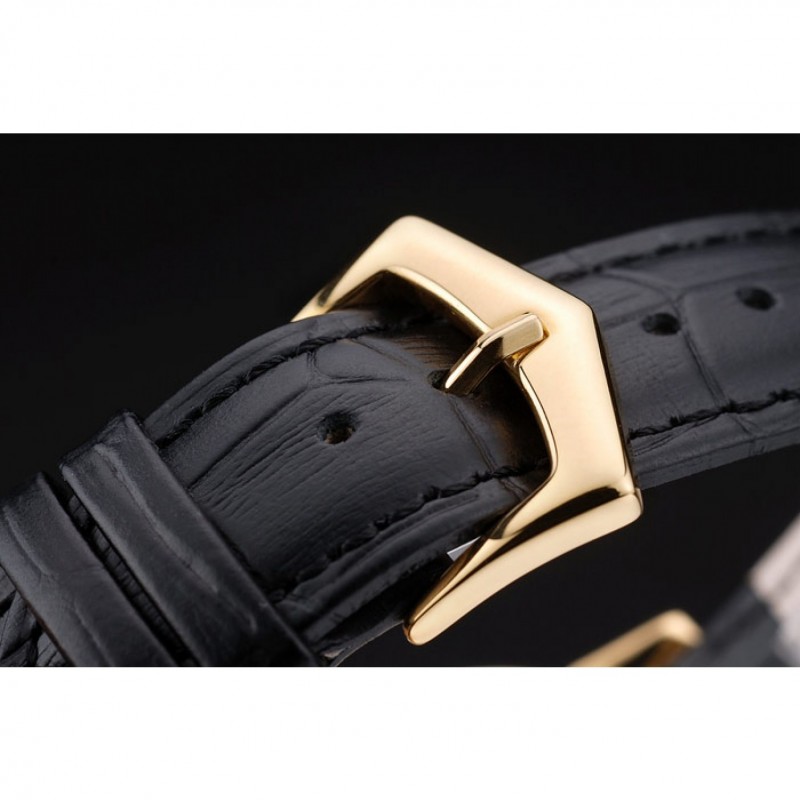 High Quality Replica Watches Patek Philippe Swiss Calatrava Ribbed Bezel White Dial Black Leather Strap 7642-5