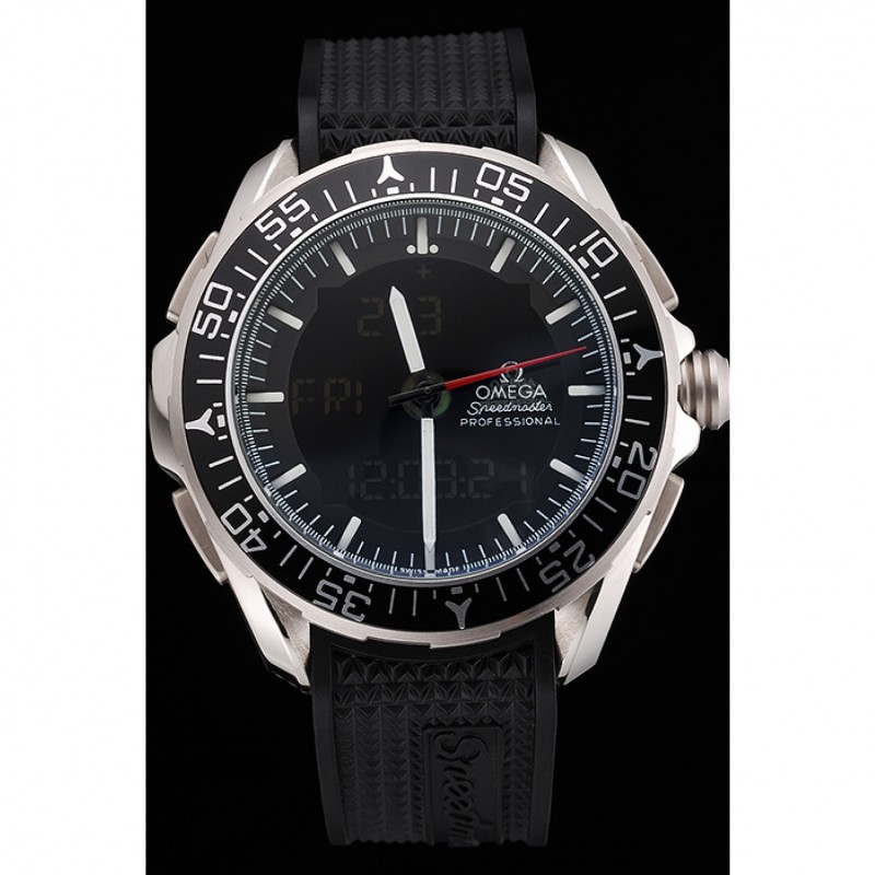 Omega Speedmaster Skywalker X-33 Black Dial White On Black Bezel Stainless Steel Case Black Rubber Strap-1