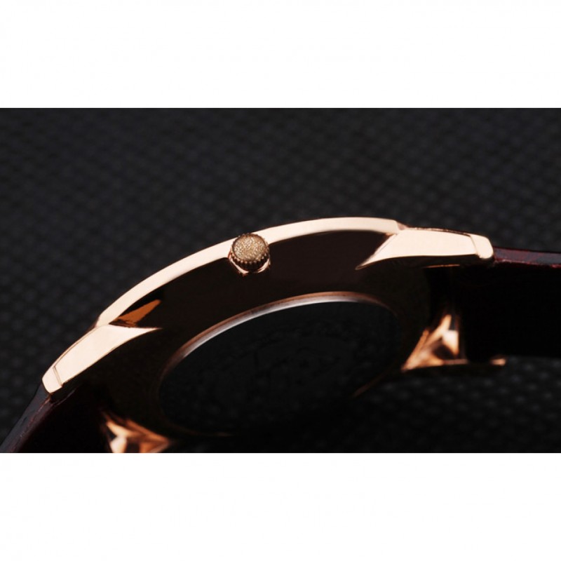 Vacheron Constantin Patrimony Rose Gold Dial Brown Leather Bracelet-3