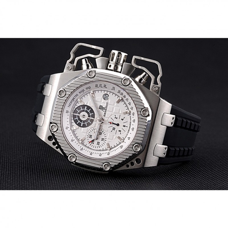 Swiss Audemars Piguet Royal Oak Offshore Survivor White Dial Stainless Steel Case Black Rubber Strap 622859-4
