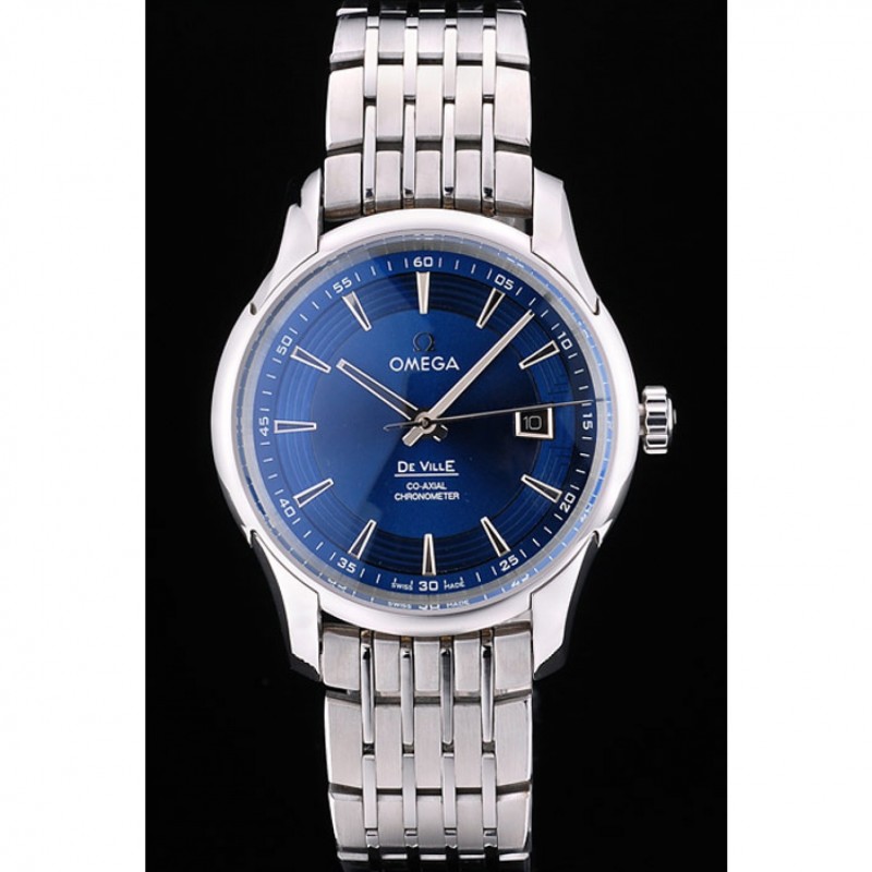 Cheap Replica Watches Omega Swiss DeVille Stainless Steel Bezel Blue Dial 7602-1