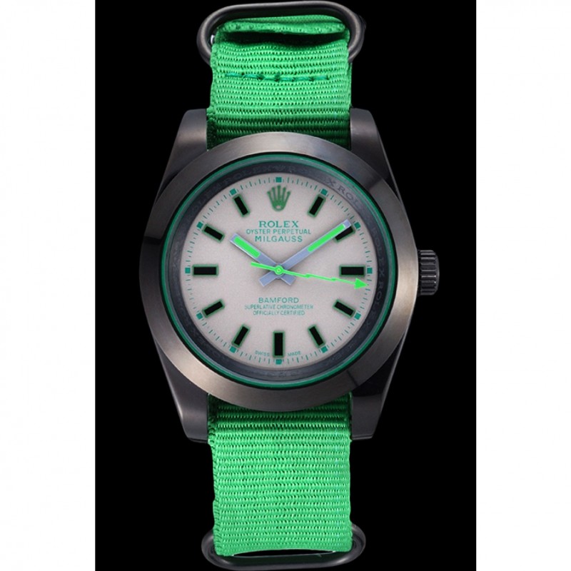 High End Rolex Milgauss Bamford Green Nylon Strap 622004-1
