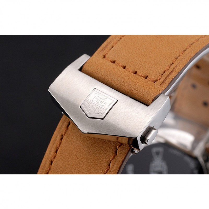Tag Heuer Carrera SpaceX Silver Bezel with Black Dial and Light Brown Leather Strap tag264 621535-6