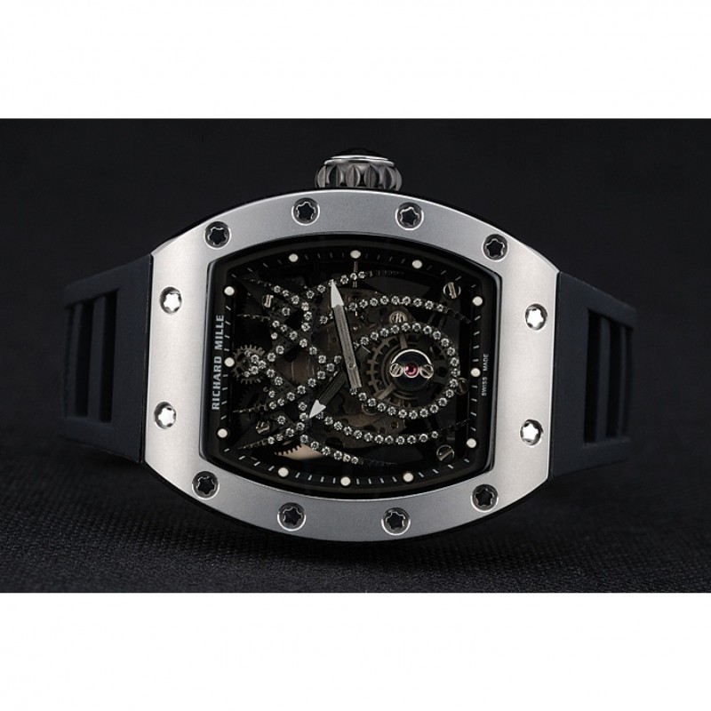 Richard Mille Tourbillion Spider RM 19-01 Silver Case Black Rubber Bracelet 1454256-3