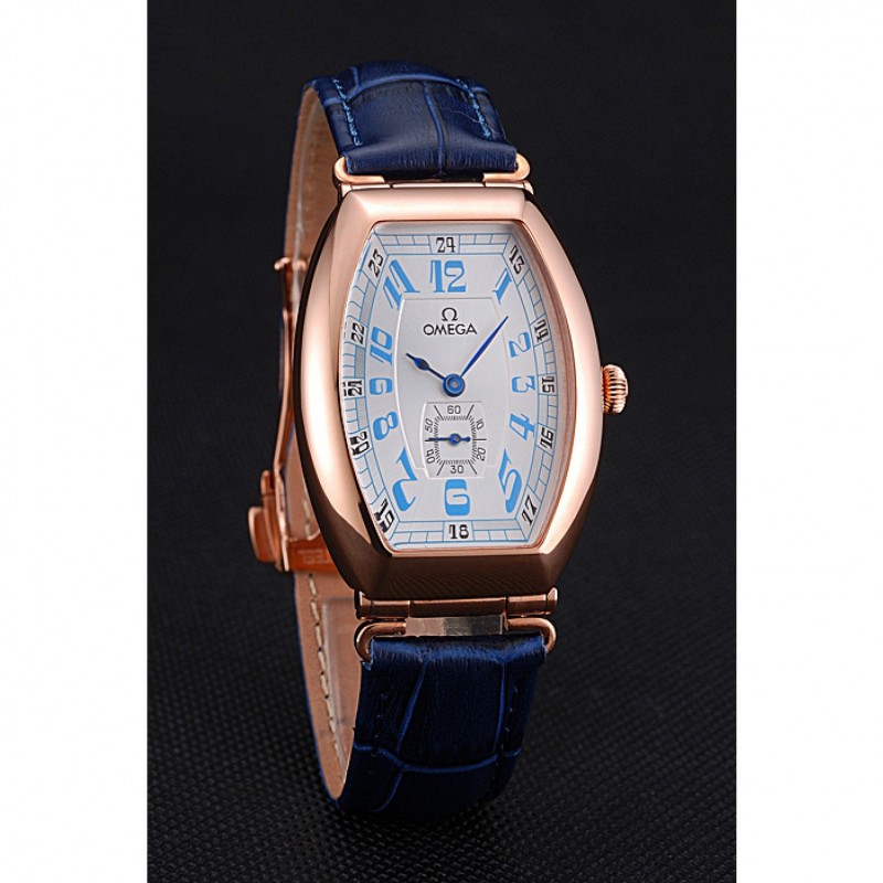 Omega Sochi Petrograd White Dial Gold Case Blue Leather Strap 622820-2