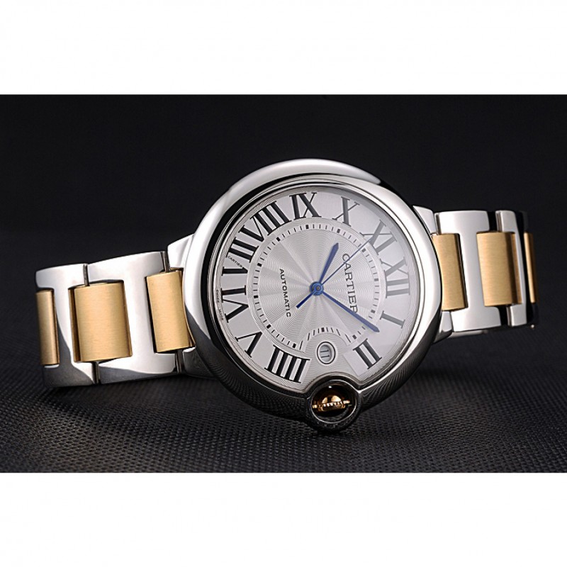 Swiss Cartier Ballon Bleu 42mm Silver Dial Stainless Steel Case Two Tone Gold Bracelet 622877-3