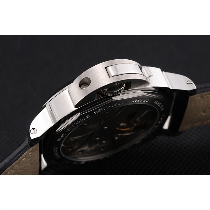 High Quality Panerai Luminor Marina 8 Days Black Dial Stainless Steel Case Black Leather Strap-8