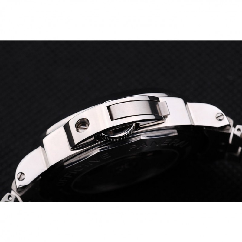 Cheap Replica Watches Panerai Luminor Power Reserve Black Dial Stainless Steel Bracelet-6