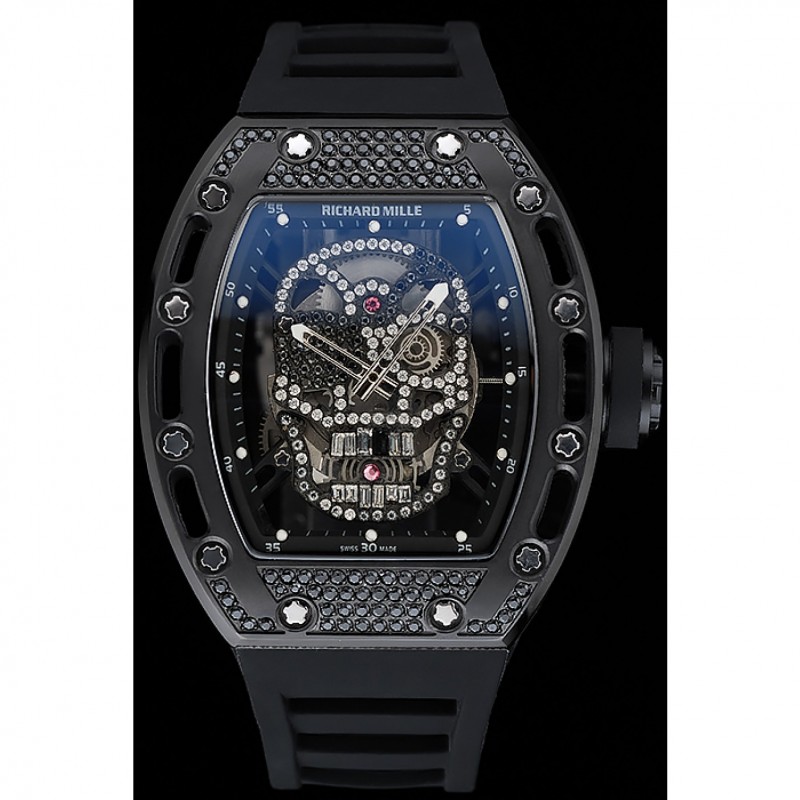 Richard Mille Tourbillon Skull RM 052 Black Case Black Rubber Bracelet 1454260-1