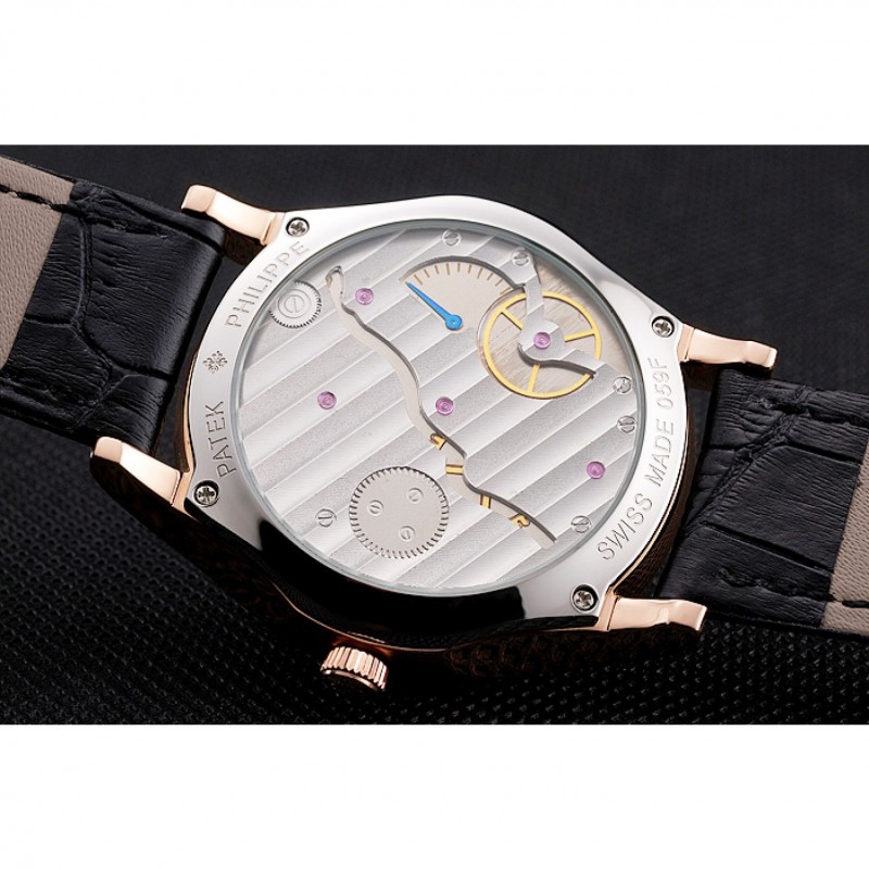 Patek Philippe Calatrava Date Black Dial Rose Gold Case Black Leather Strap-7