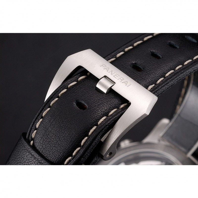 Luxury Replica Watches Swiss Panerai Luminor Flyback Chronograph Black Dial Stainless Steel Case Black Leather Strap-5
