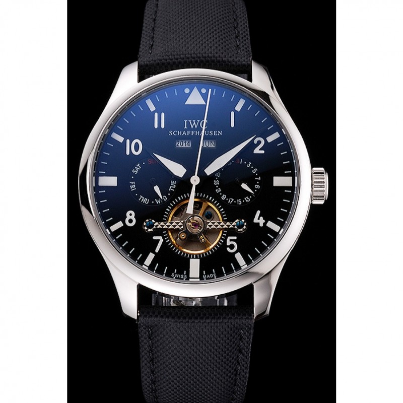 IWC Pilot Tourbillon Black Dial Stainless Steel Case Black Textile Strap-1