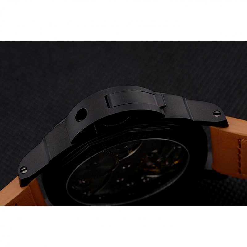 Panerai Luminor Ion Plated Stainless Steel Bezel Orange Leather Bracelet 622309-8