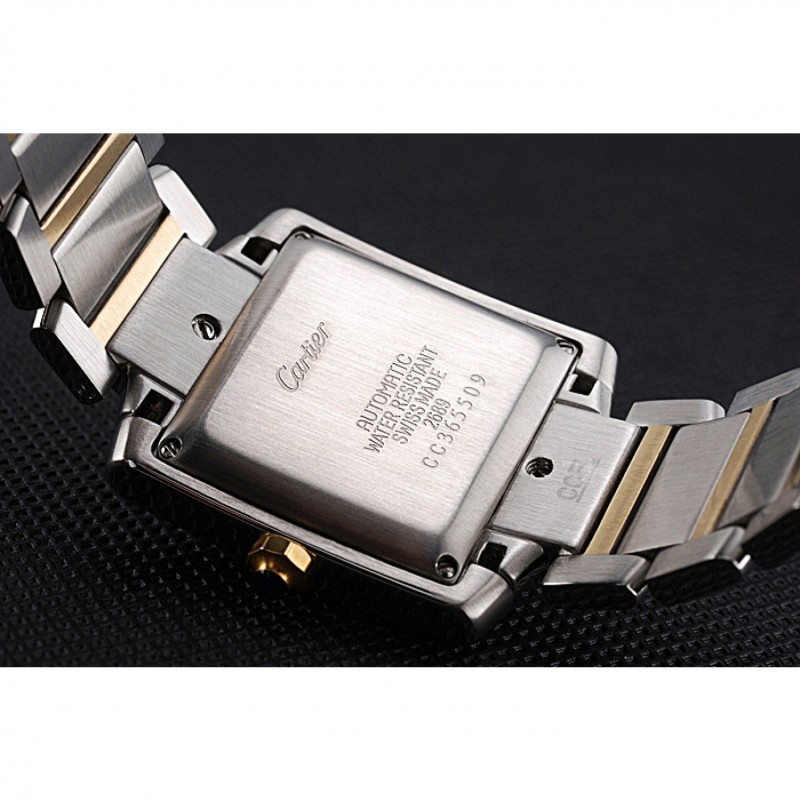 SS Swiss Cartier Tank Francaise Steel Case White Dial Roman Numerals Two Tone Bracelet 622648-5