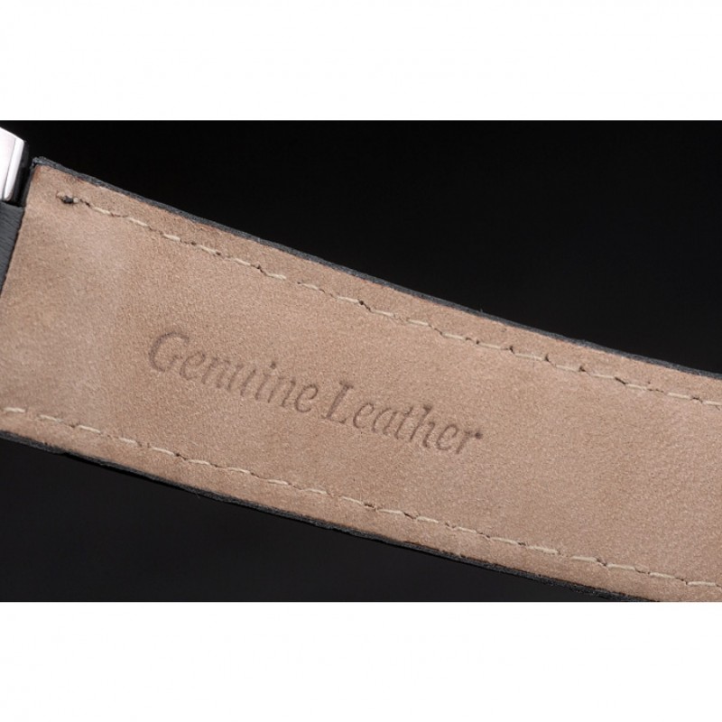 Cheap Replica Watches Cartier Ballon Bleu 38mm Black Dial Stainless Steel Case Black Leather Bracelet-8