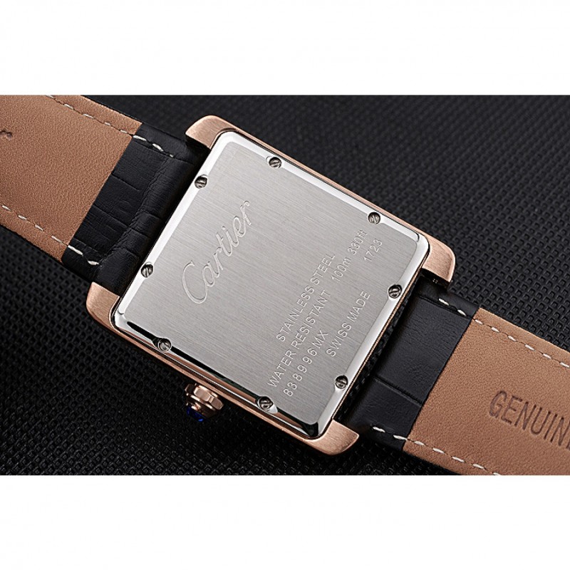 Cartier Tank MC White Dial Gold Case Black Leather Strap 622579-6