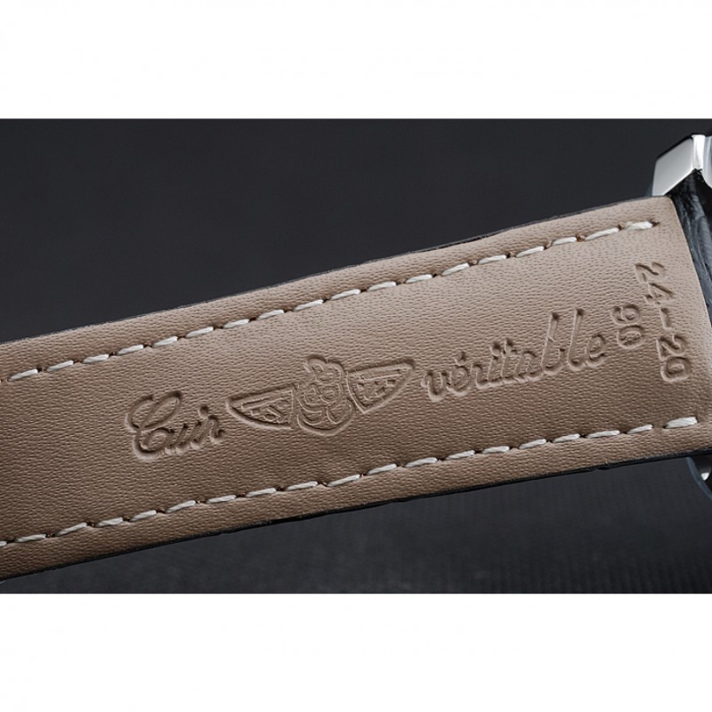 Breitling Bentley Chronograph Black Dial Black Leather Strap-7