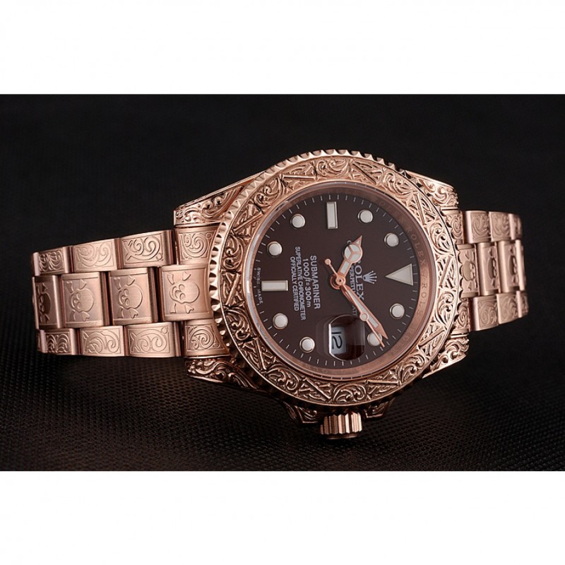 High Quality Replica Watches Swiss Rolex Submariner Skull Limited Edition Brown Dial Rose Gold Case And Bracelet 1454087-3