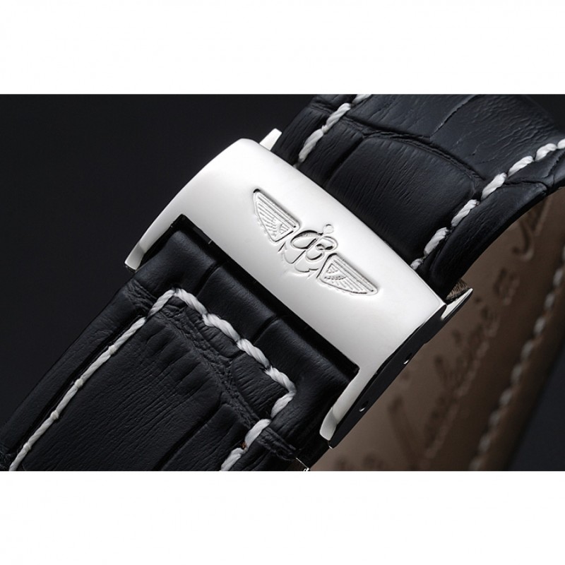 Breitling Bentley Chronograph Black Dial Black Leather Strap-5
