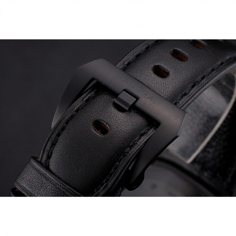 Swiss Panerai Radiomir Black Seal Carbotech Black Dial Black Case Black Leather Strap-5