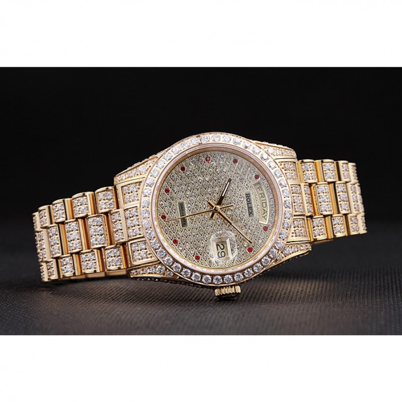 High Quality Swiss Rolex Day-Date Diamonds Yellow Gold-srl185 621615-3