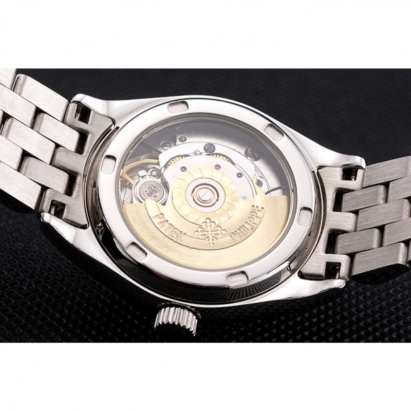 AAA Replica Watches Swiss Patek Philippe Calatrava White Dial Diamond Bezel Stainless Steel Case And Bracelet-7
