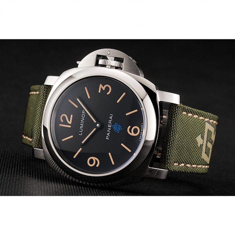 Panerai Luminor Base Logo Acciaio Black Dial Green Bracelet 1454013-2