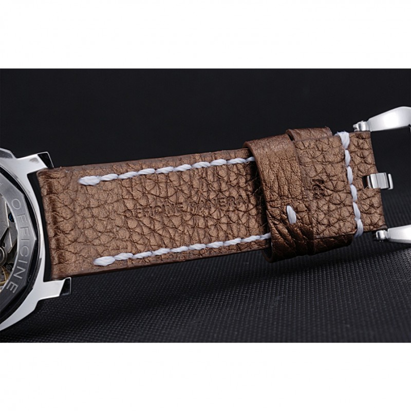 SS Replica Watches Panerai Luminor Marina Stainless Steel Bezel Brown Leather Bracelet 622314-7
