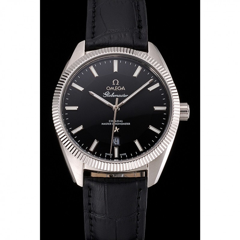 Omega Globemaster Black Dial Stainless Steel Case Black Leather Strap-1