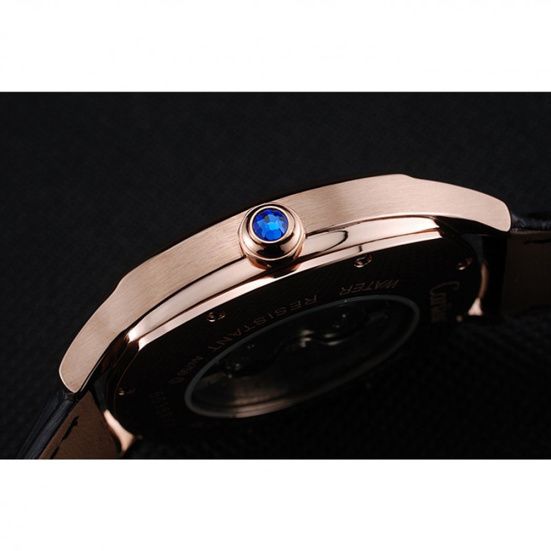 Cartier Drive De Cartier White Dial Gold Case Black Leather Bracelet 1454212-8