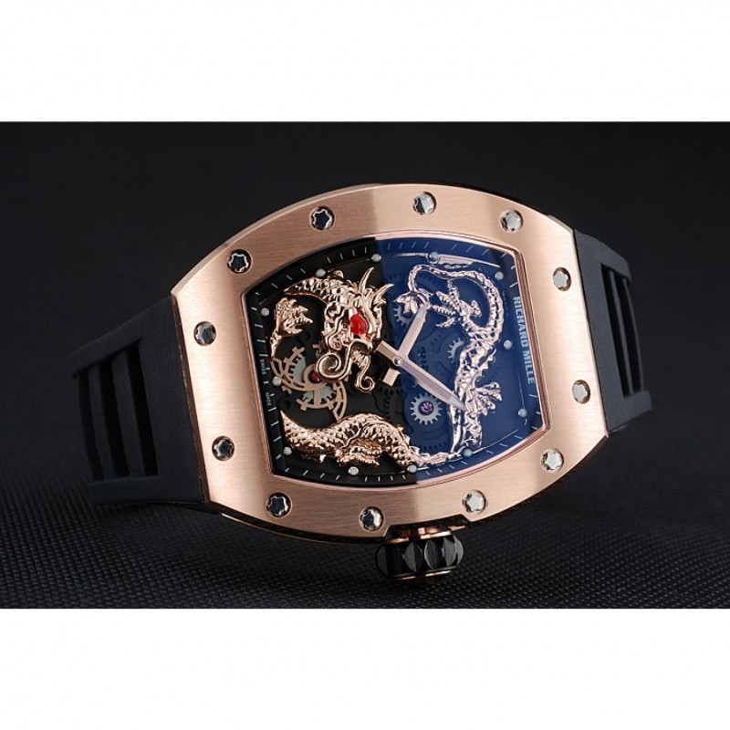 Richard Mille RM 057 Tourbillon Dragon Jackie Chan Gold Case Black Rubber Bracelet 1454200-2