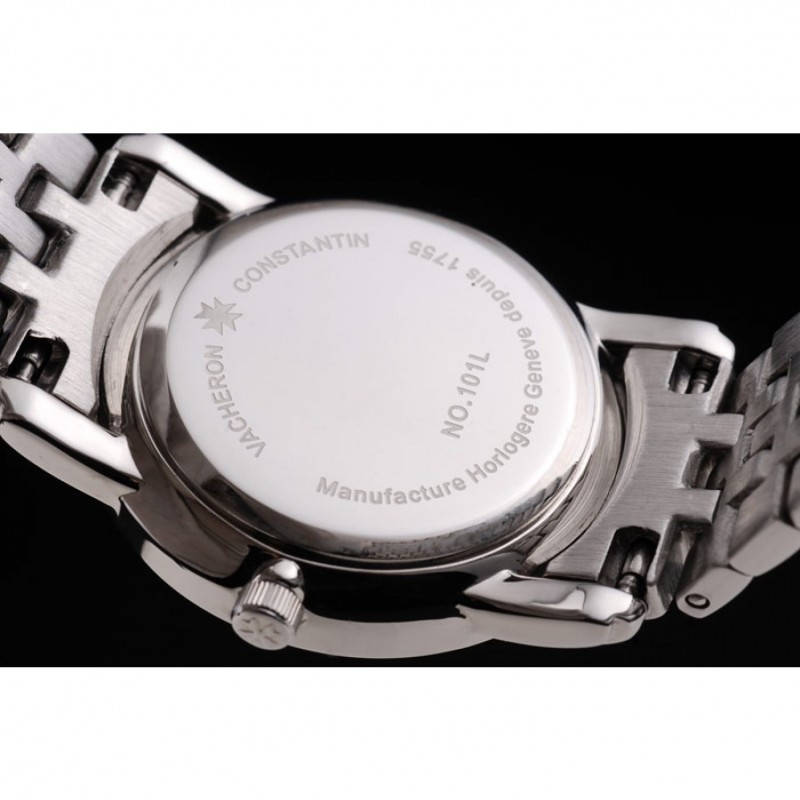 Vacheron Constantin Patrimony Traditionnelle White Dial Diamond Numerals Stainless Steel Bracelet-6