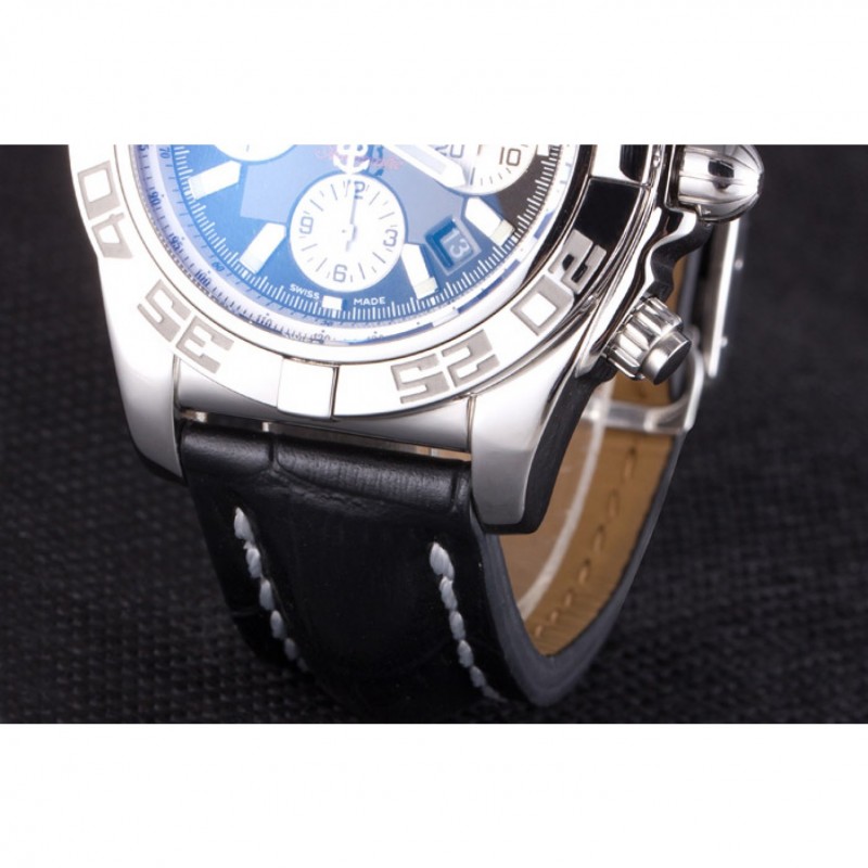Swiss Breitling Chronomat Black Dial with Black Leather Band 621520-6