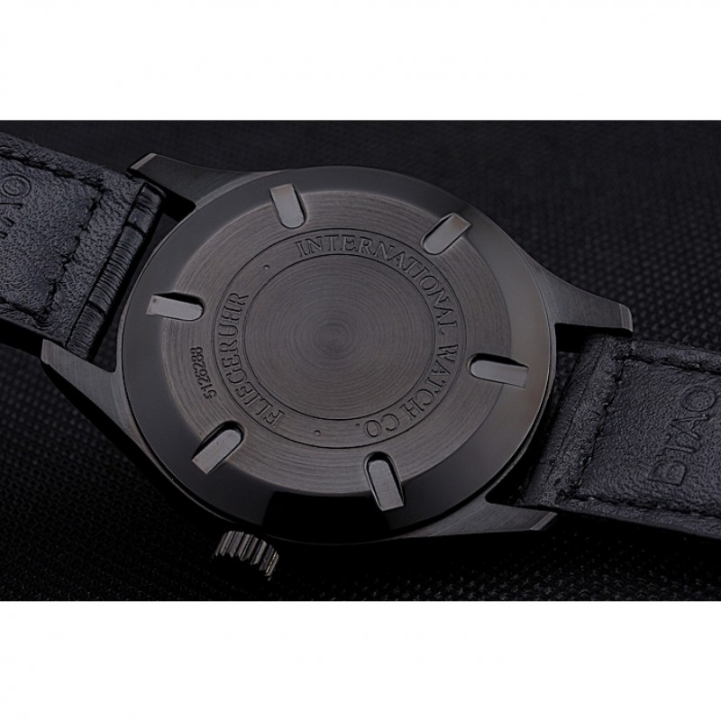 IWC Mark XVll Black Dial Black Stainless Steel Case Black Leather Strap-7