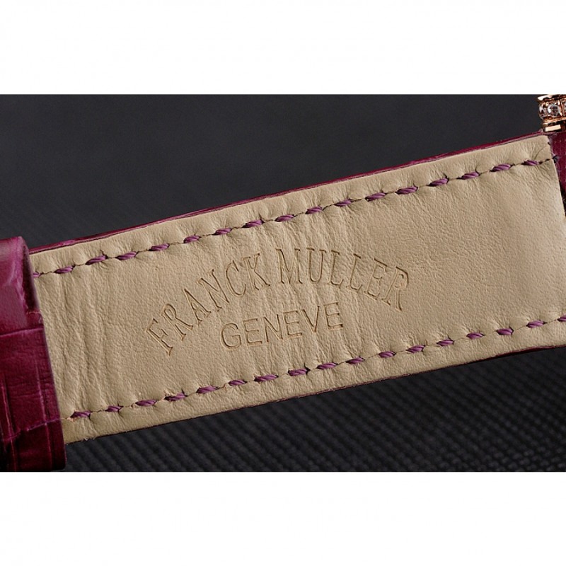 Franck Muller Double Mistery Ronde White Dial Rose Gold Case Plum Leather Strap-6
