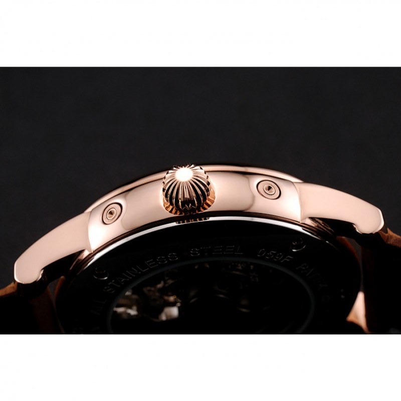 Best Patek Philippe Grand Complications Day Date Tourbillon Black Dial Rose Gold Case Brown Suede Leather Strap 1453814-8