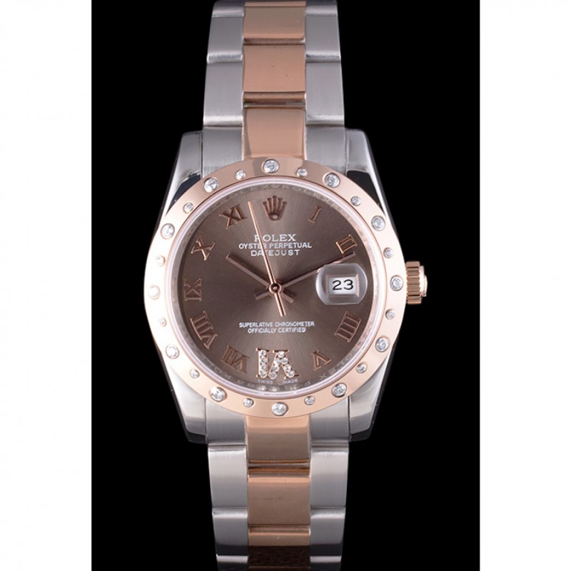 Rolex Datejust Diamond Bezel Brown Dial 7465-1