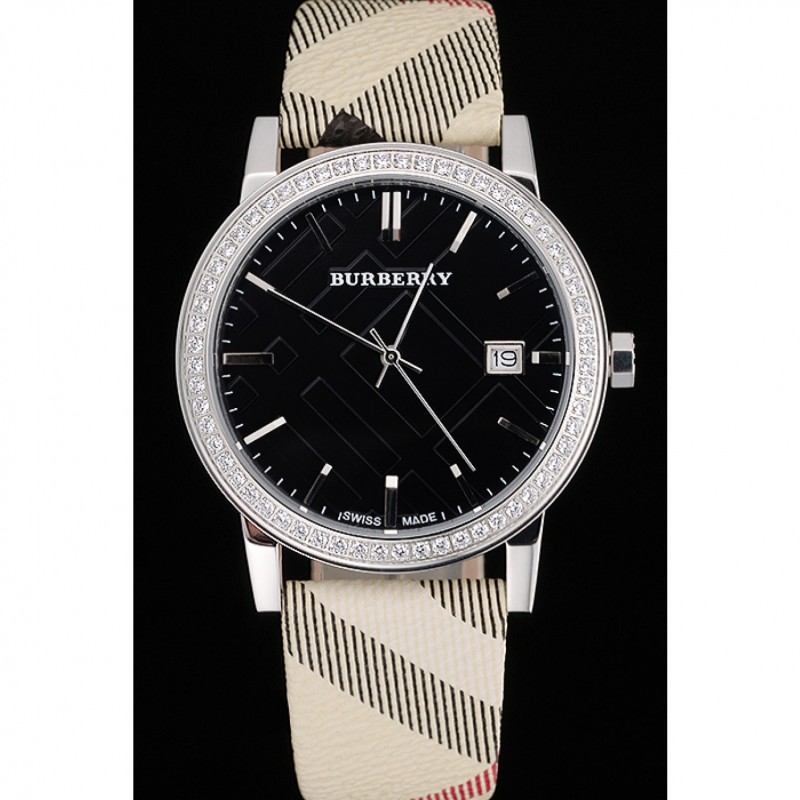 Burberry The City Classic Black Dial Haymarket Bracelet 622568-1