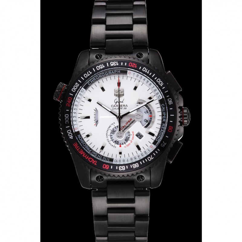 Tag Heuer Carrera Black Stainless Steel Case White Dial 98242-1