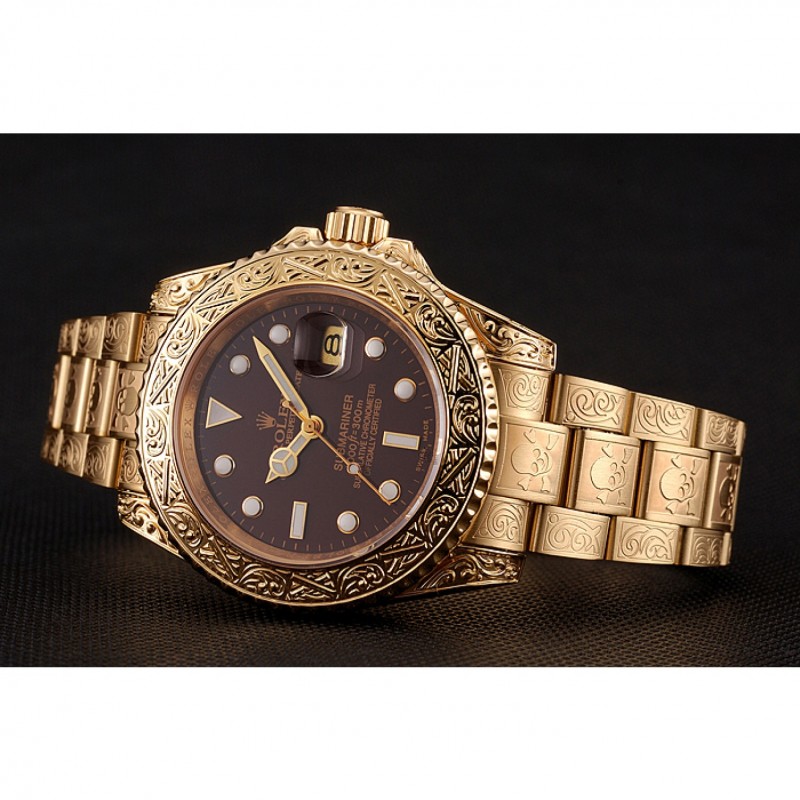 SS Replica Watches Rolex Submariner Skull Limited Edition Brown Dial Gold Case And Bracelet 1454070-4