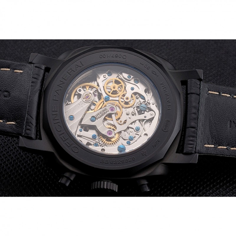 Swiss Panerai Radiomir 1940 Chronograph Black Dial Black Ionized Case Black Leather Strap-7