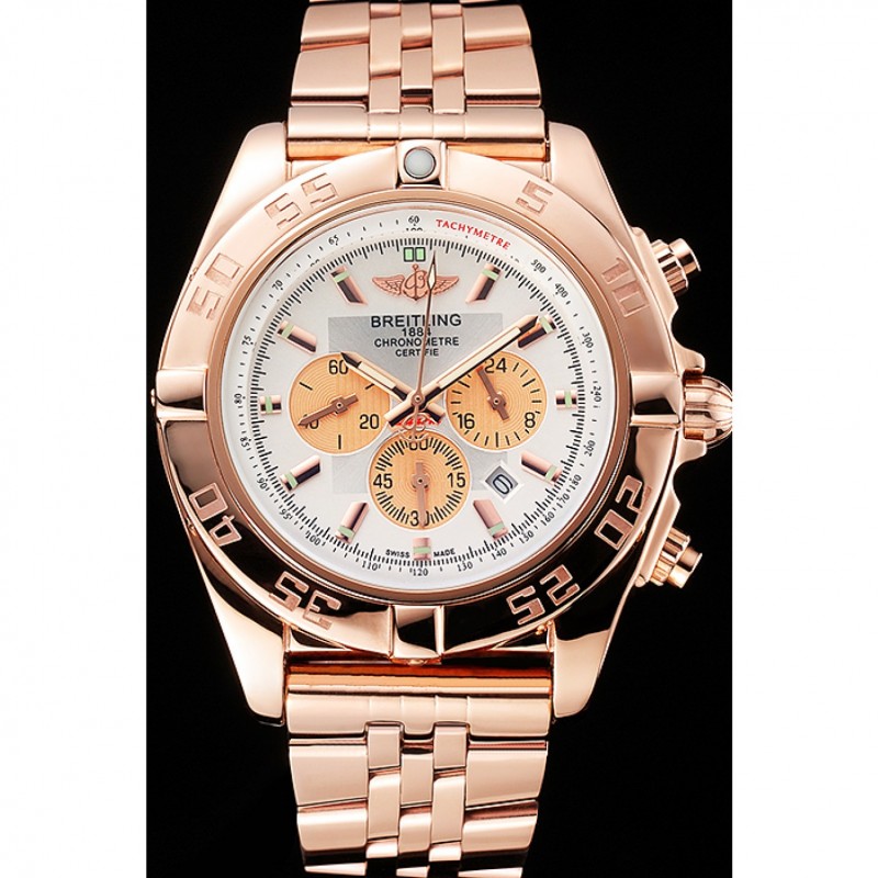 Breitling Chronomat 44 White Dial Rose Gold Bracelet 622518-1
