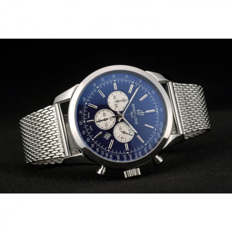 Breitling Transocean Stainless Steel Case Blue Dial-2