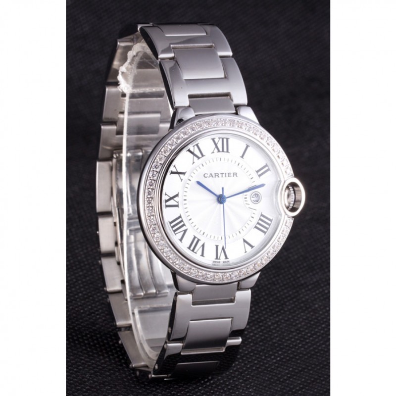 Cartier Ballon Bleu 42mm White Dial Diamonds Stainless Steel Case And Bracelet-2