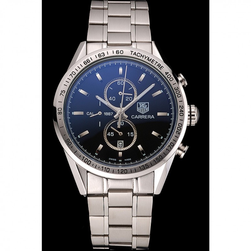 Tag Heuer Carrera Tachymeter Bezel Black Dial Stainless Steel Strap-1